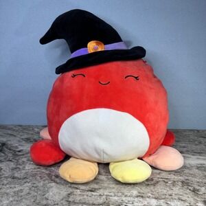 Squishmallows 12 inch Detra‎ the Red Octopus Witch Halloween Plush Kellytoy 2021